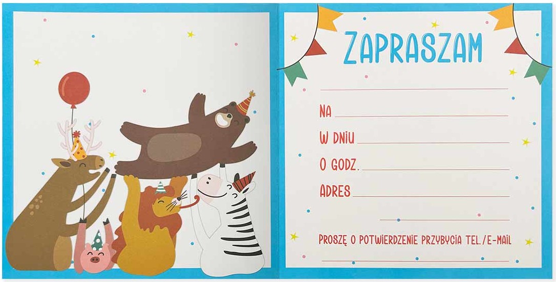 Zaproszenie z kopertą: Ogólne (żyrafa) PMZ-106 (1 szt.)