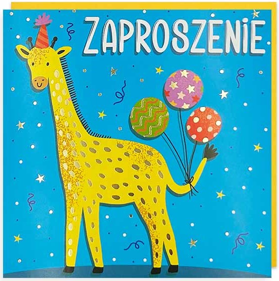 Zaproszenie z kopertą: Ogólne (żyrafa) PMZ-106 (1 szt.)