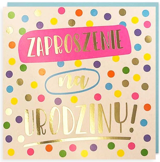 Zaproszenie z kopertą: Urodziny (kropki) PMZ-117 (1 szt.)