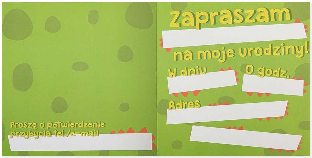 Zaproszenie z kopertą: Urodziny (dinozaur) PMZ-100 (1 szt.)