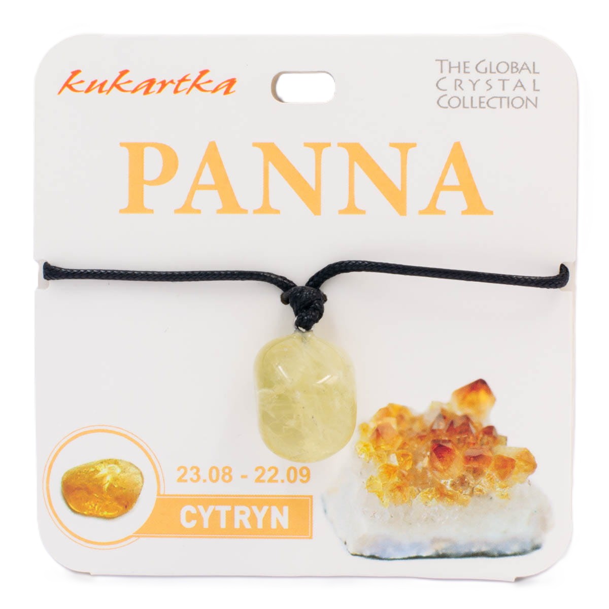 Naszyjnik kukartka ZNAK ZODIAKU: PANNA (cytryn) - NAS-007