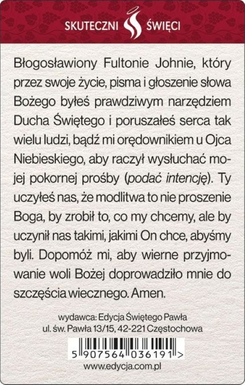 SKUTECZNI ŚWIĘCI: Błogosławiony Fulton John Sheen - obrazek w formie karty