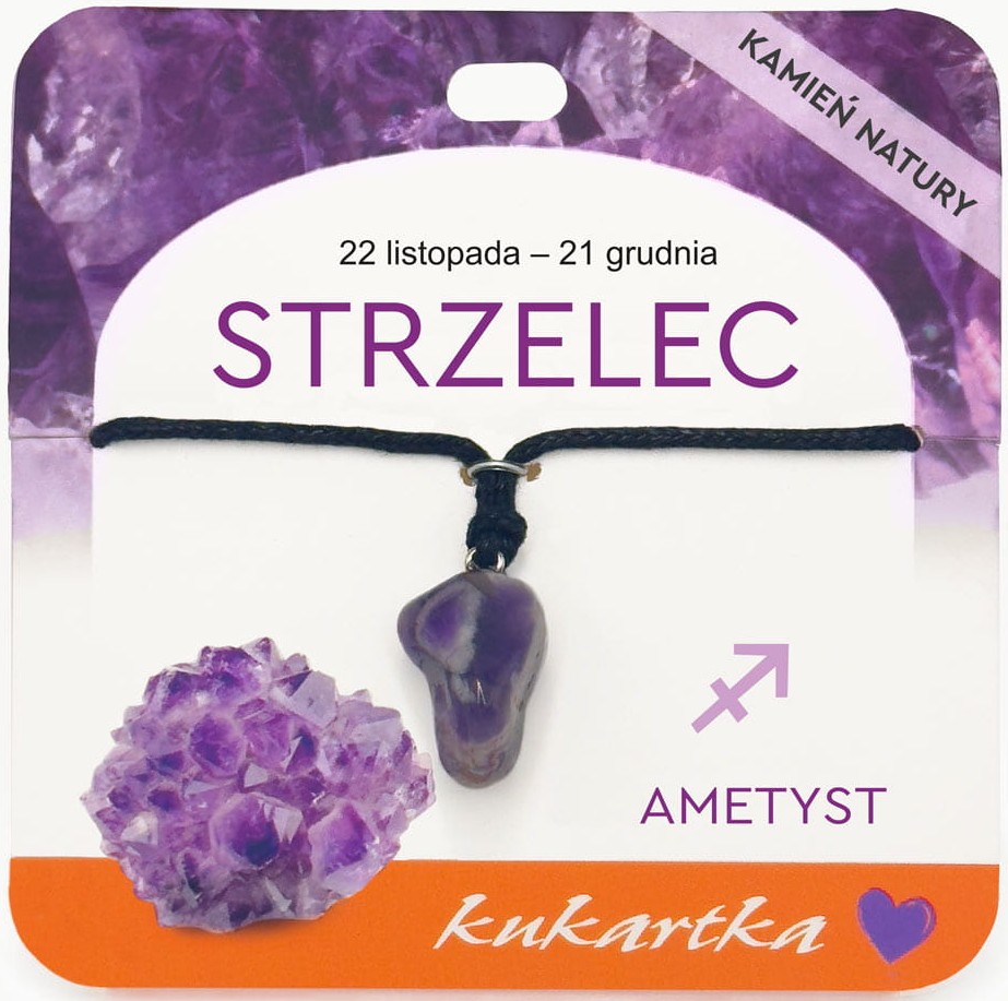 Naszyjnik kukartka ZNAK ZODIAKU: STRZELEC (ametyst) - NAS-039