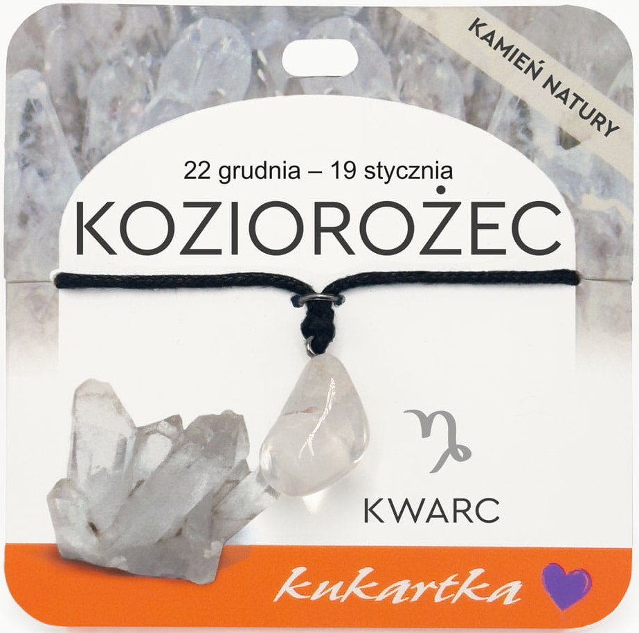 Naszyjnik kukartka ZNAK ZODIAKU: KOZIOROŻEC (kwarc) - NAS-042