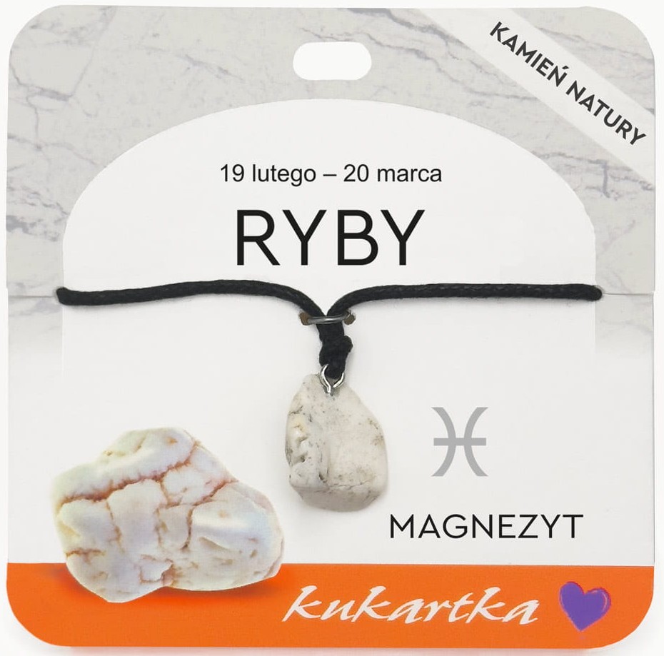 Naszyjnik kukartka ZNAK ZODIAKU: RYBY (magnezyt) - NAS-048