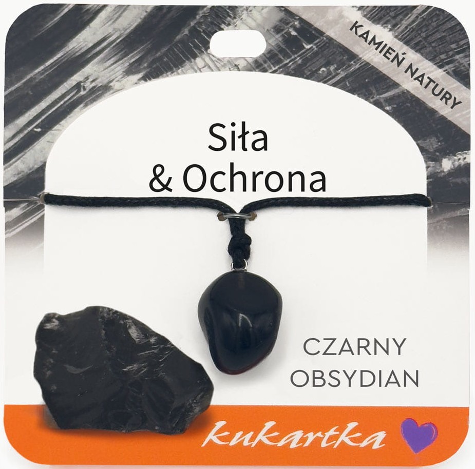 Naszyjnik kukartka: SIŁA I OCHRONA (czarny obsydian) - NAS-059