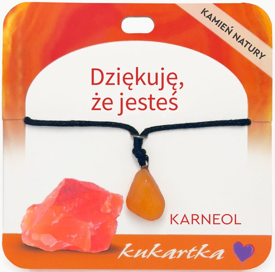Naszyjnik kukartka: DZIĘKUJĘ, ŻE JESTEŚ (karneol) - NAS-061