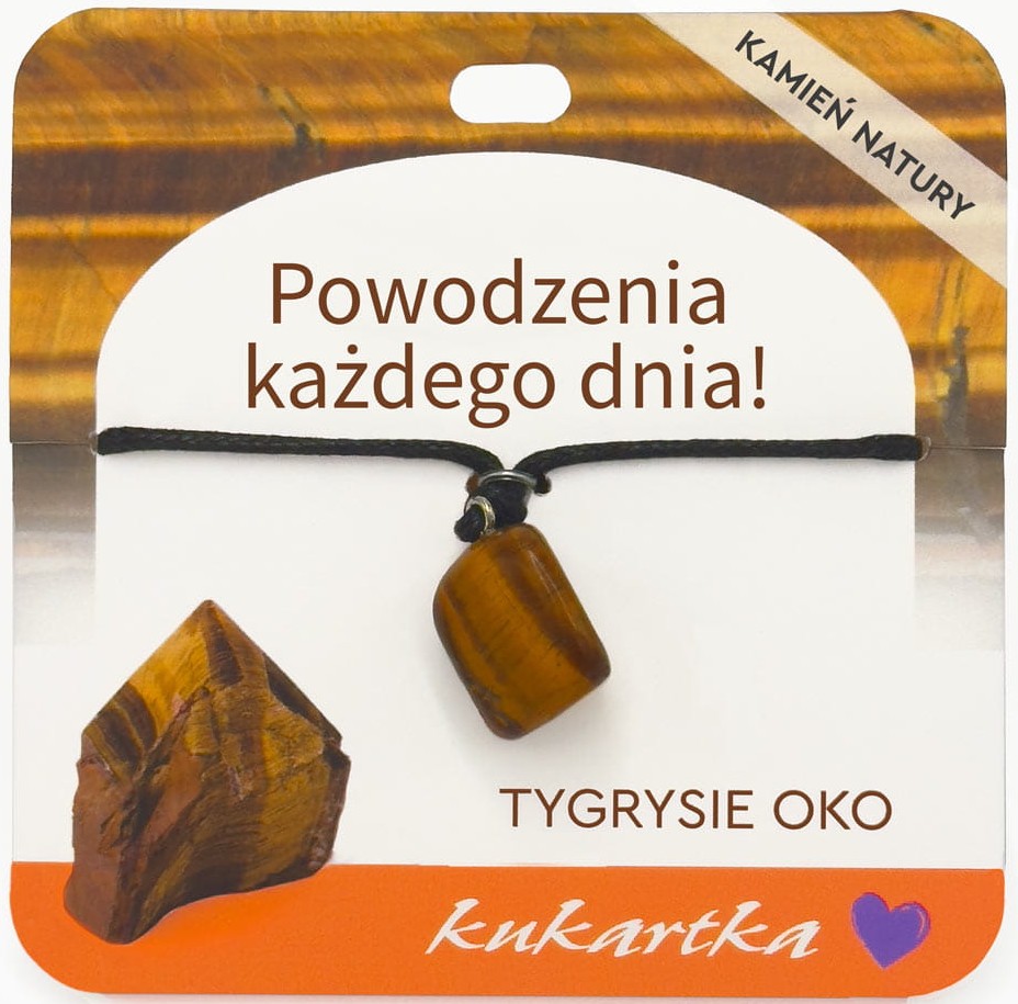 Naszyjnik kukartka: POWODZENIA KAŻDEGO DNIA! (tygrysie oko) - NAS-062
