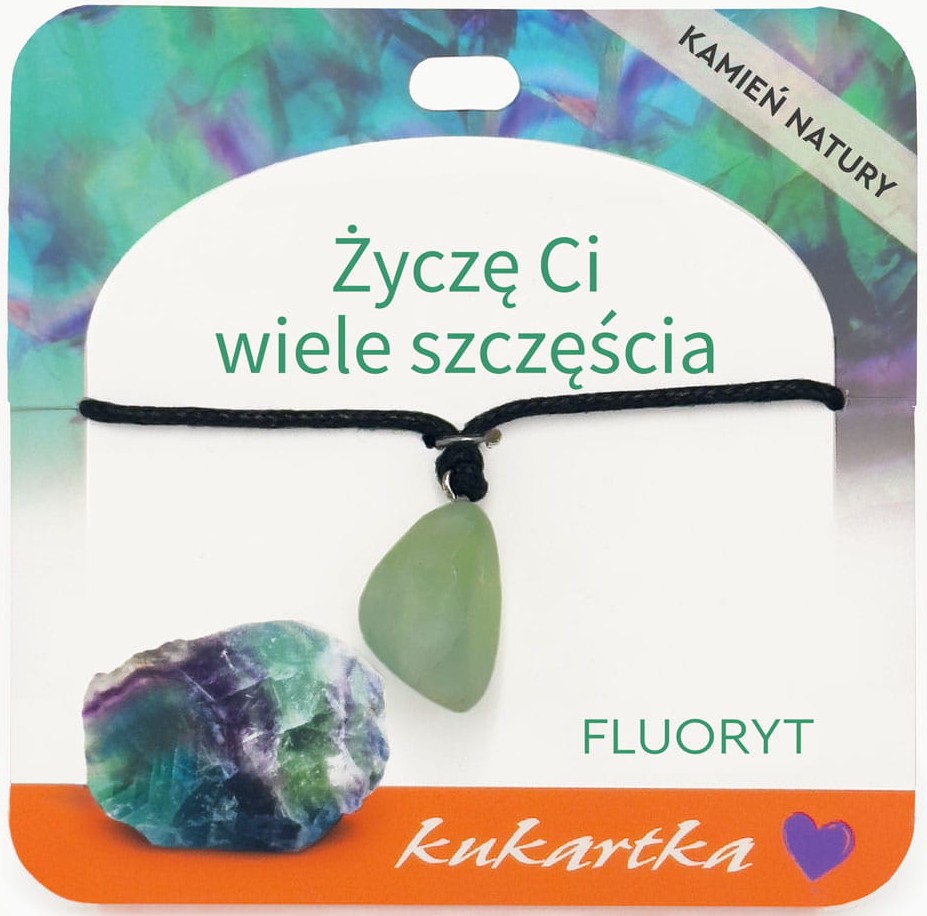 Naszyjnik kukartka: ŻYCZĘ CI WIELE SZCZĘŚCIA (fluoryt) - NAS-068