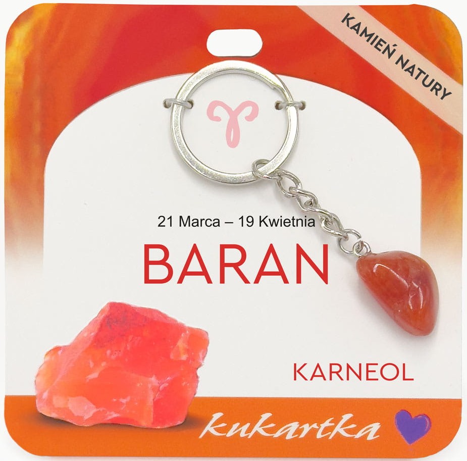 Brelok kukartka: ZNAK ZODIAKU: BARAN (karneol) - BKN-037