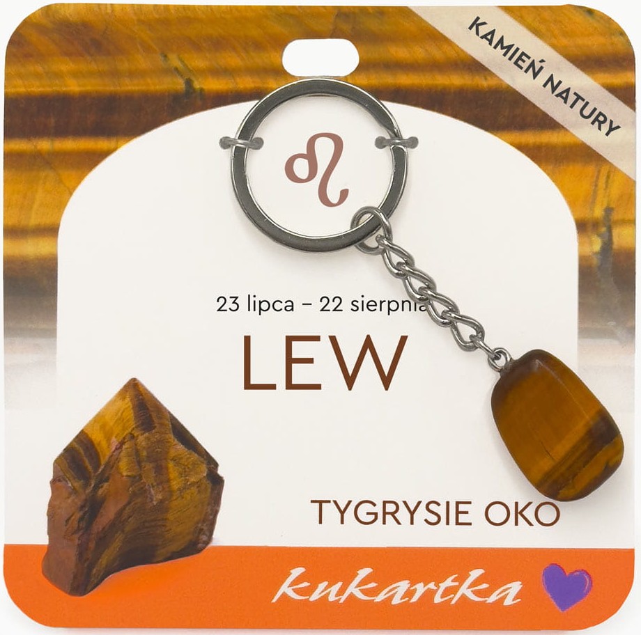 Brelok kukartka: ZNAK ZODIAKU: LEW (tygrysie oko) - BKN-038