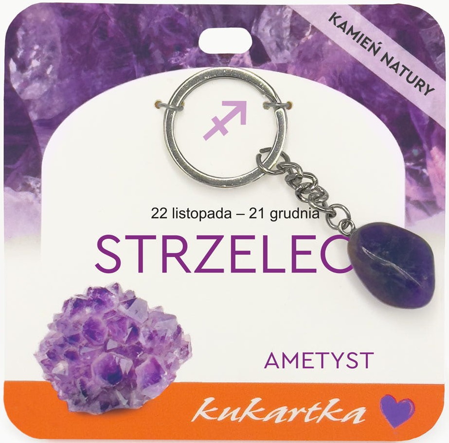 Brelok kukartka: ZNAK ZODIAKU: STRZELEC (ametyst) - BKN-039