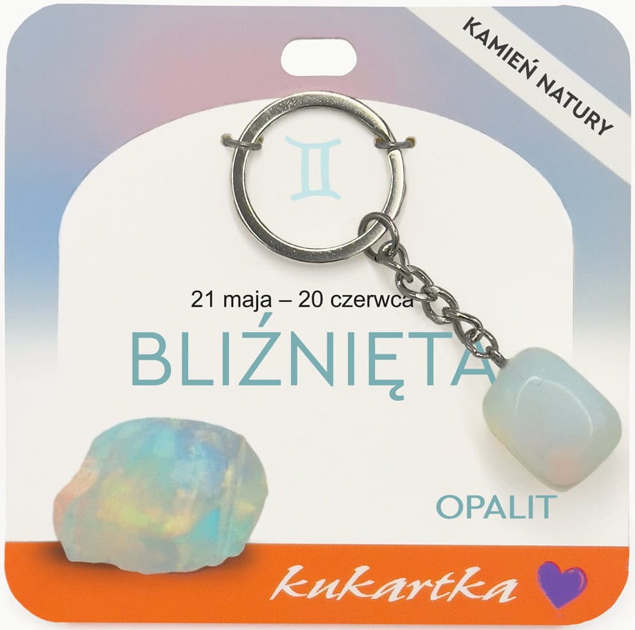 Brelok kukartka: ZNAK ZODIAKU: BLIŹNIĘTA (opalit) - BKN-043