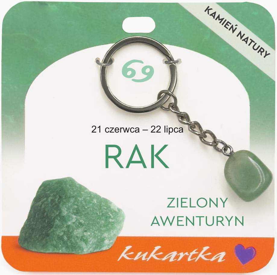 Brelok kukartka: ZNAK ZODIAKU: RAK (zielony awenturyn) - BKN-046