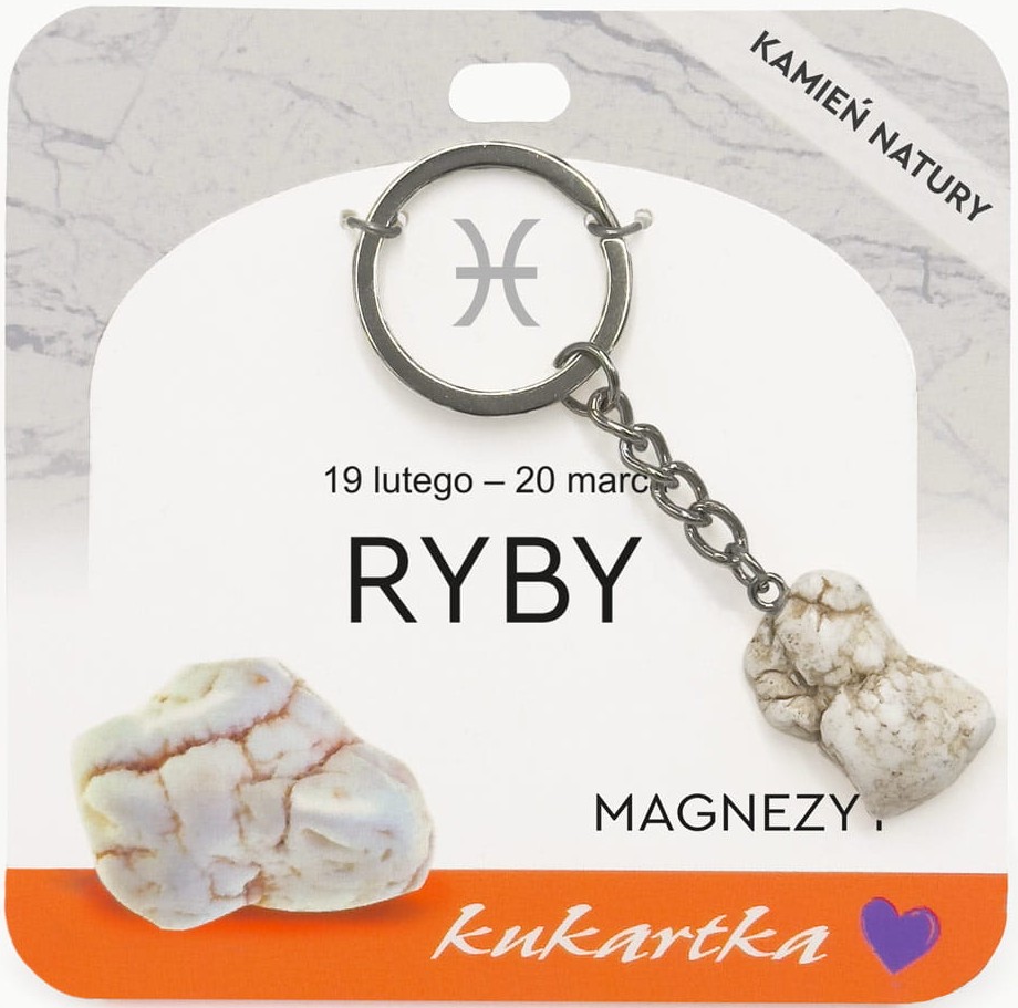 Brelok kukartka: ZNAK ZODIAKU: RYBY (magnezyt) - BKN-048
