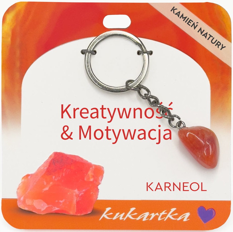Brelok kukartka: KREATYWNOŚĆ I MOTYWACJA (karneol) - BKN-049
