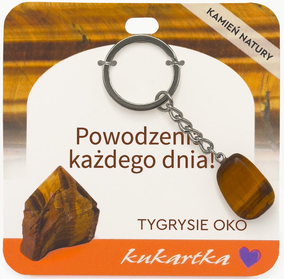 Brelok kukartka: POWODZENIA KAŻDEGO DNIA! (tygrysie oko) - BKN-062