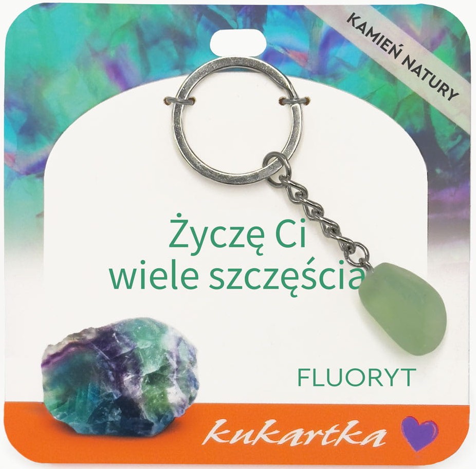 Brelok kukartka: ŻYCZĘ CI WIELE SZCZĘŚCIA (fluoryt) - BKN-068