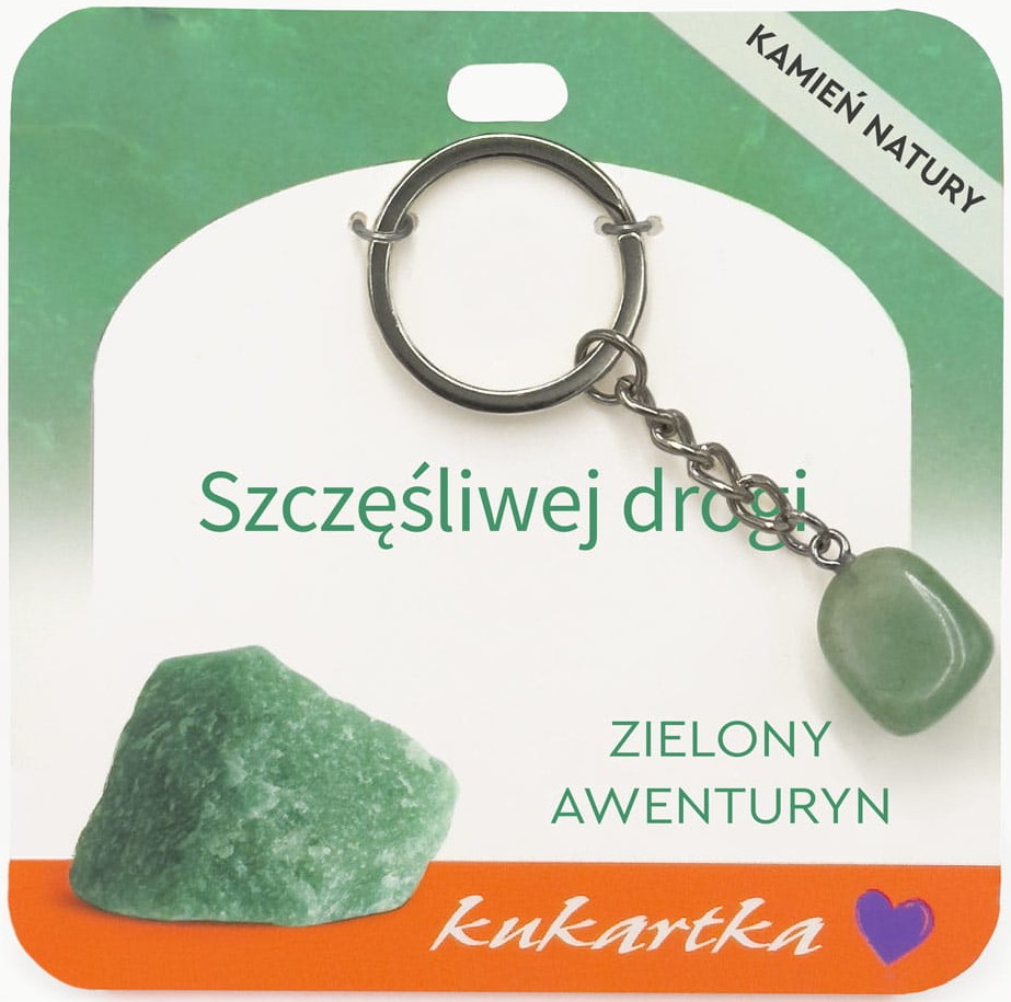Brelok kukartka: SZCZĘŚLIWEJ DROGI (zielony awenturyn) - BKN-070