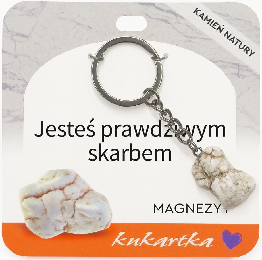 Brelok kukartka: JESTEŚ PRAWDZIWYM SKARBEM (magnezyt) - BKN-072