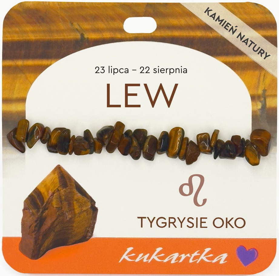 Bransoletka kukartka ZNAK ZODIAKU: LEW (tygrysie oko) - BRA-038