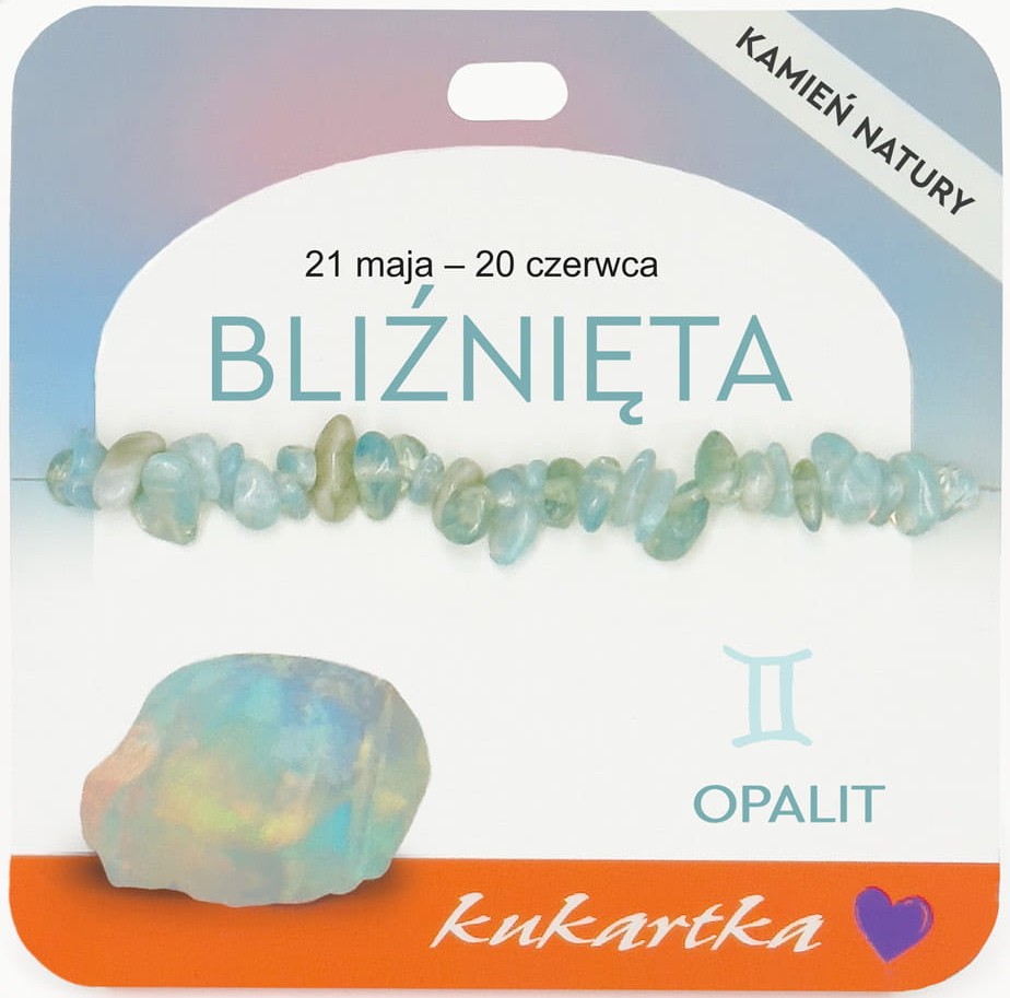 Bransoletka kukartka ZNAK ZODIAKU: BLIŹNIĘTA (opalit) - BRA-043