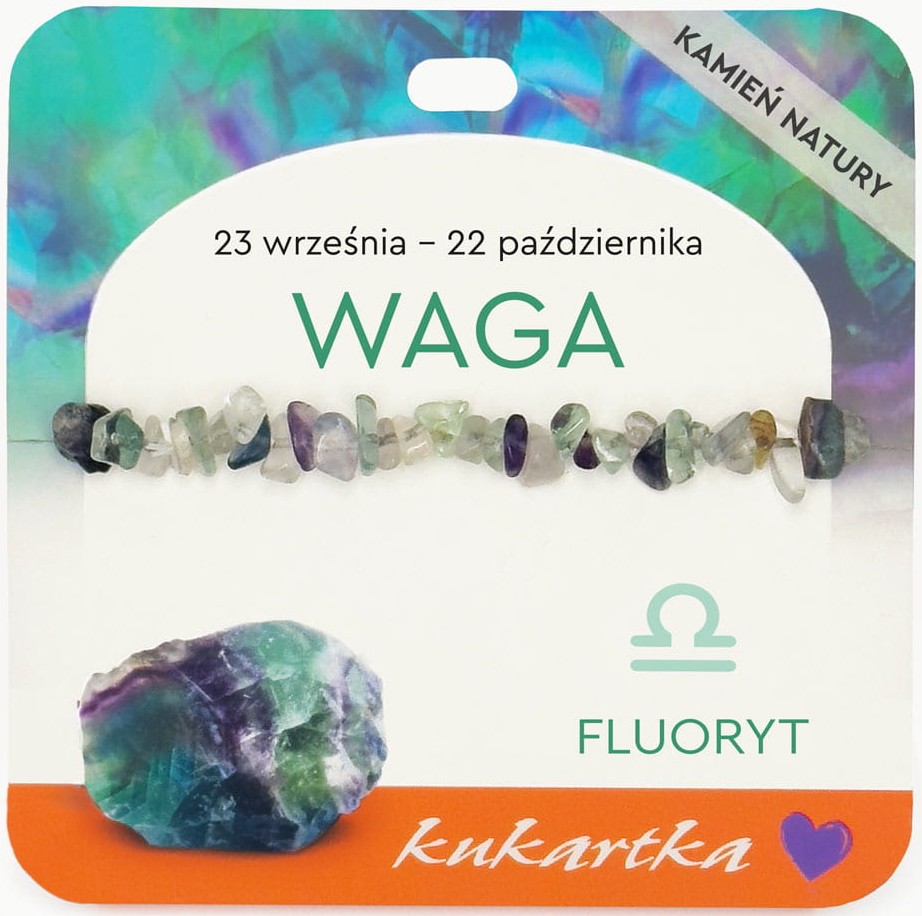 Bransoletka kukartka ZNAK ZODIAKU: WAGA (fluoryt) - BRA-044