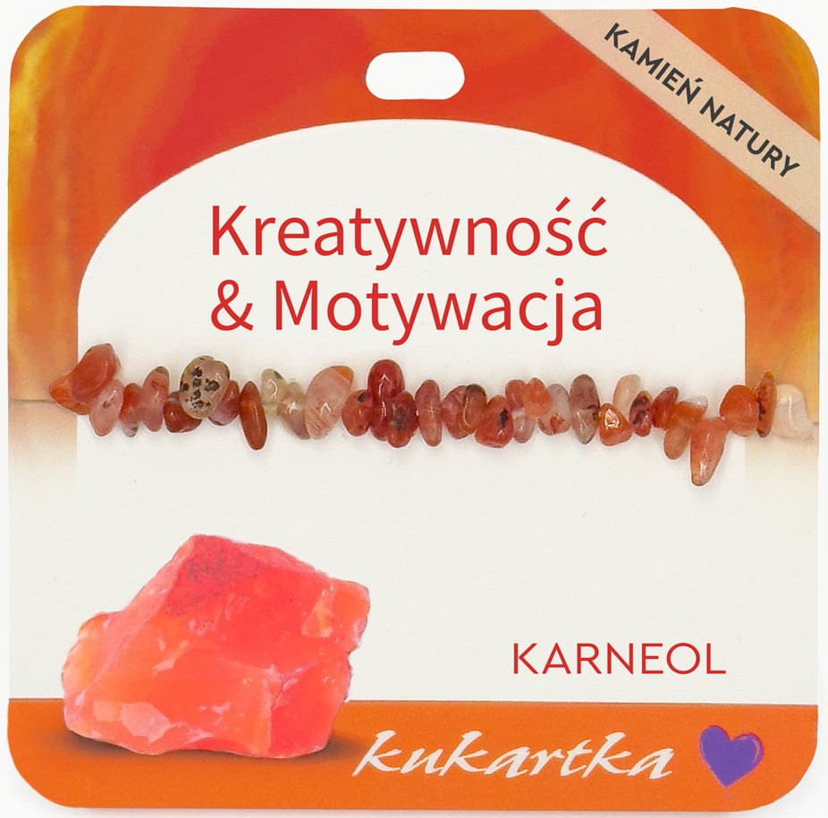 Bransoletka kukartka: KREATYWNOŚĆ I MOTYWACJA (karneol) - BRA-049