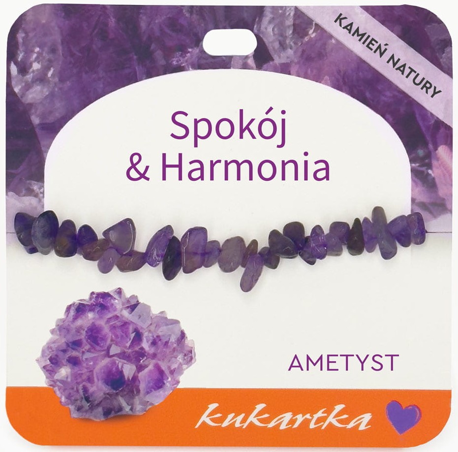 Bransoletka kukartka: SPOKÓJ I HARMONIA (ametyst) - BRA-051