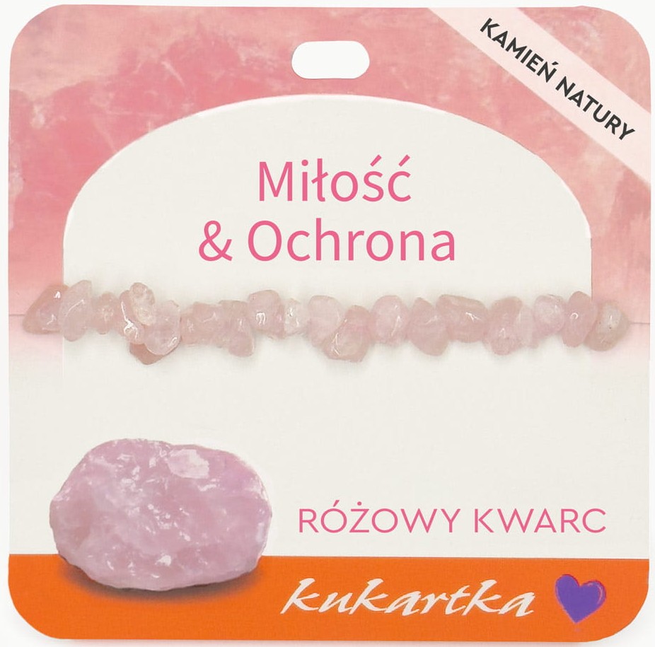 Bransoletka kukartka: MIŁOŚĆ I OCHRONA (różowy kwarc) - BRA-052