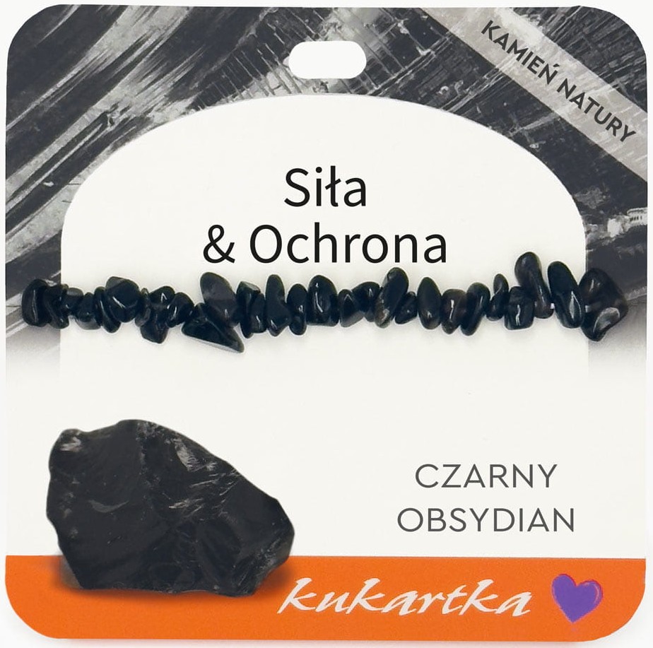 Bransoletka kukartka: SIŁA I OCHRONA (czarny obsydian) - BRA-059