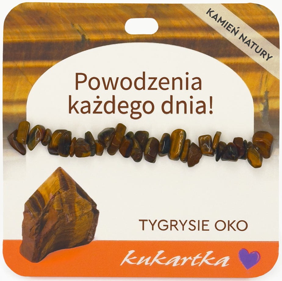 Bransoletka kukartka: POWODZENIA KAŻDEGO DNIA! (tygrysie oko) - BRA-062