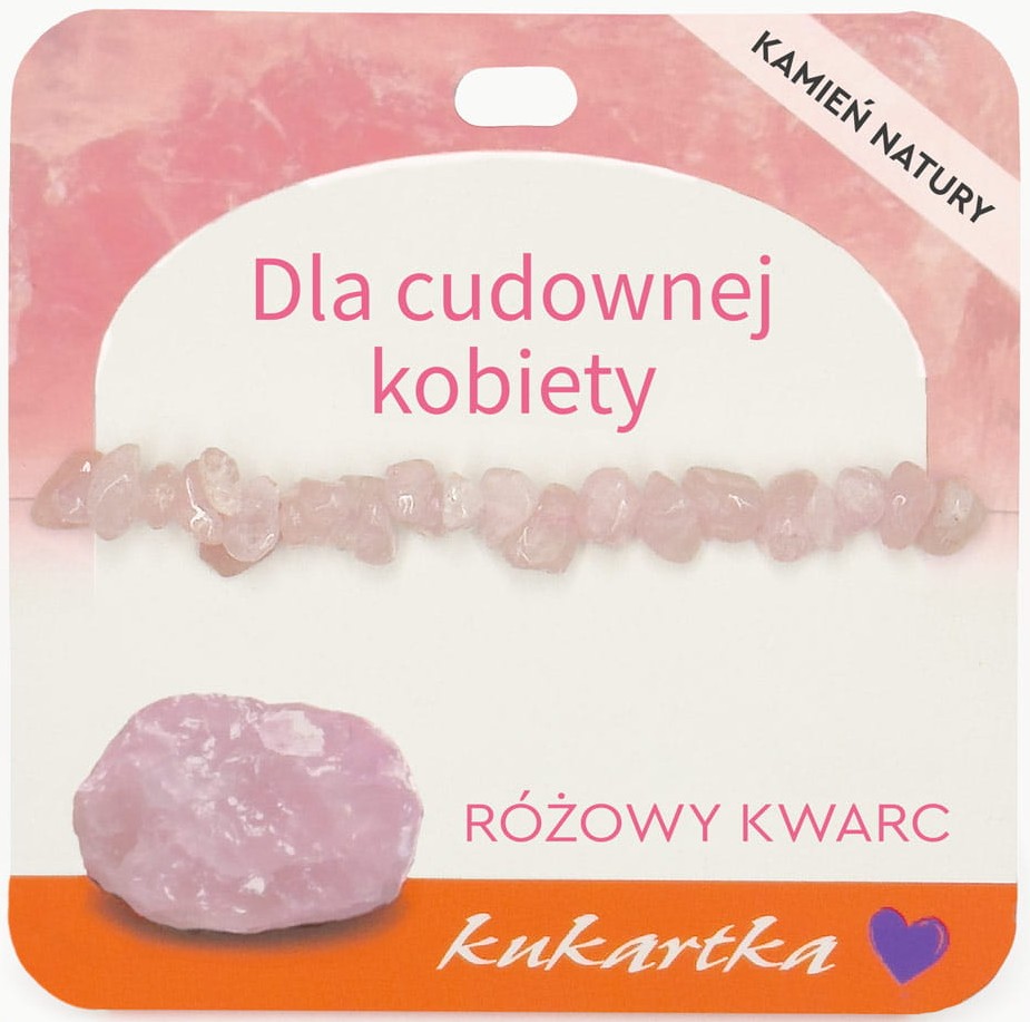 Bransoletka kukartka: DLA CUDOWNEJ KOBIETY (różowy kwarc) - BRA-064