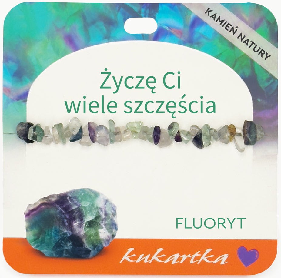 Bransoletka kukartka: ŻYCZĘ CI WIELE SZCZĘŚCIA (fluoryt) - BRA-068