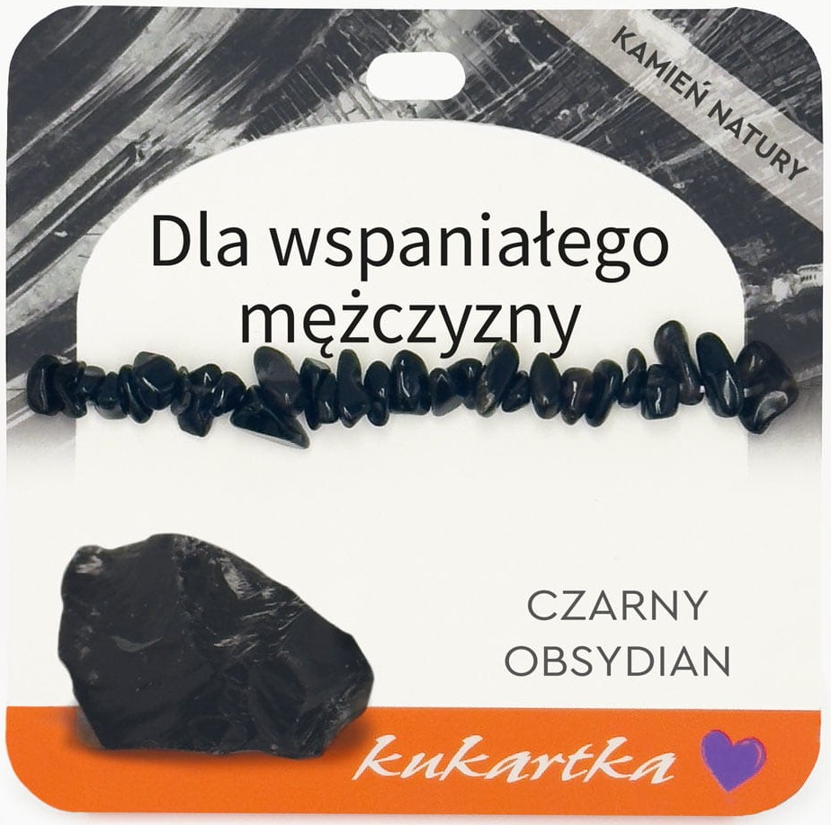 Bransoletka kukartka: DLA WSPANIAŁEGO MĘŻCZYZNY (czarny obsydian) - BRA-071