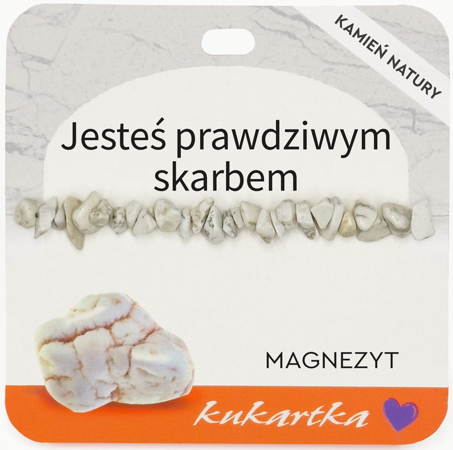 Bransoletka kukartka: JESTEŚ PRAWDZIWYM SKARBEM (magnezyt) - BRA-072