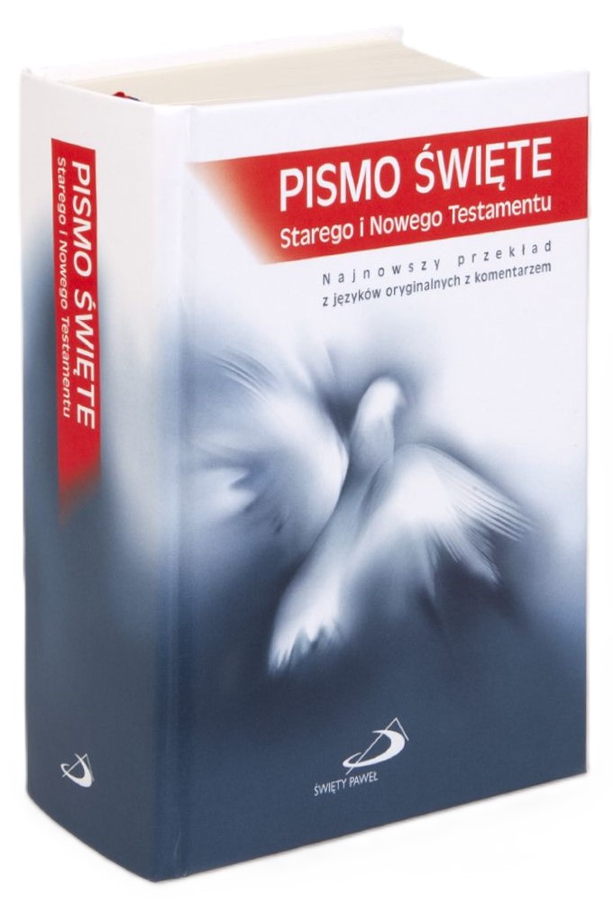 PISMO ŚWIĘTE ST i NT "z gołębicą" - mały format, twarda, niebieska, paginatory