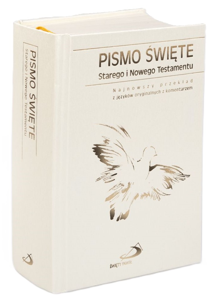 PISMO ŚWIĘTE ST i NT "z gołębicą" - mały format, oprawa twarda biała