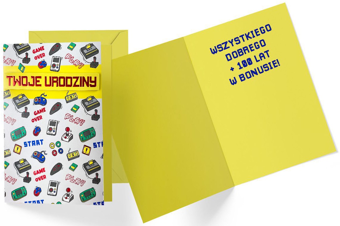 Karnet Dream Cards z kopertą: "Twoje urodziny" (retro gracz) DK-942