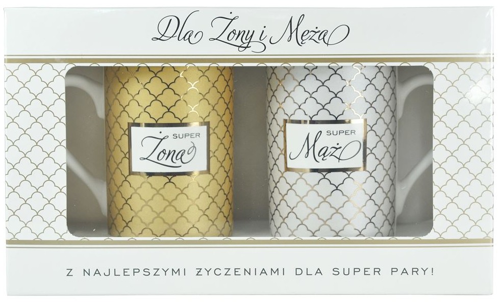 KOMPLET 2 kubków "SUPER ŻONA / SUPER MĄŻ" 2 x 275 ml Q-791