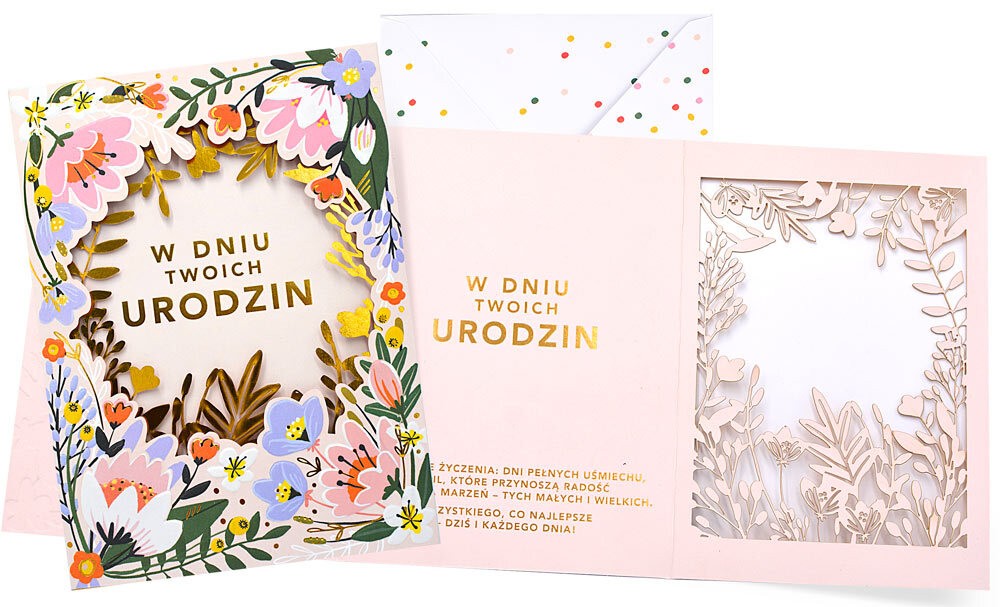 Karnet Dream Cards Plus z kopertą: Urodziny (kwiaty) DKP-108