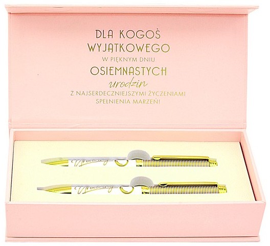 Długopis + Ołówek ELITE Urodziny 18 (osiemnastka, różowa) DPK-005