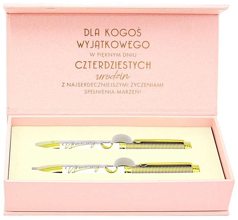 Długopis + Ołówek ELITE Urodziny 40 (różowe) DPK-008