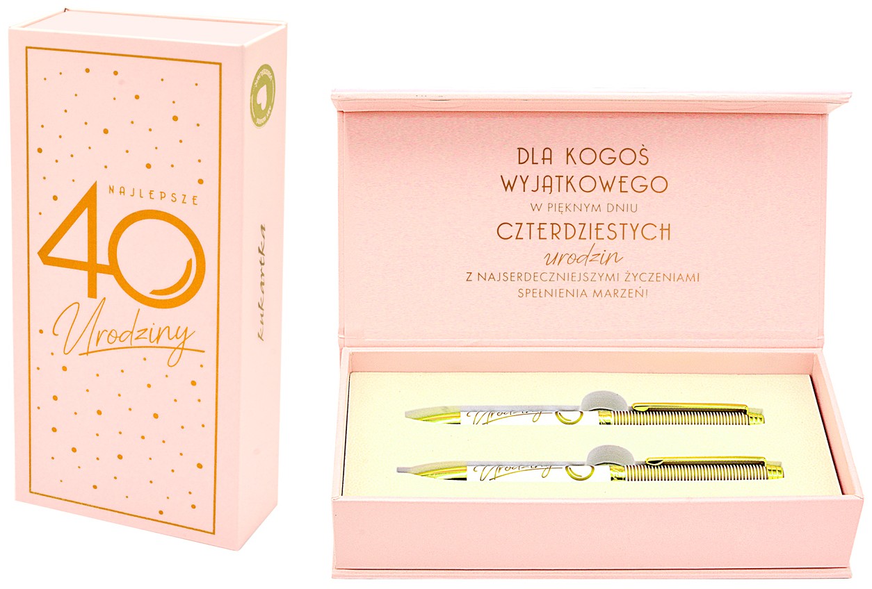 Długopis + Ołówek ELITE Urodziny 40 (różowe) DPK-008