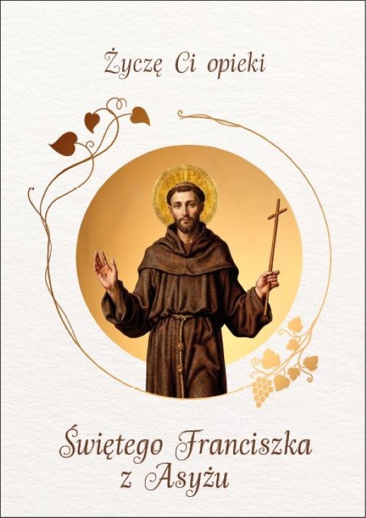 Karnet z kopertą: Ze Świętymi 17 - Życzę Ci opieki Świętego Franciszka z Asyżu