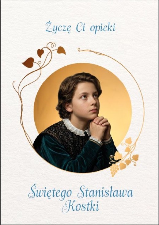 Karnet z kopertą: Ze Świętymi 21 - Życzę Ci opieki Świętego Stanisława Kostki