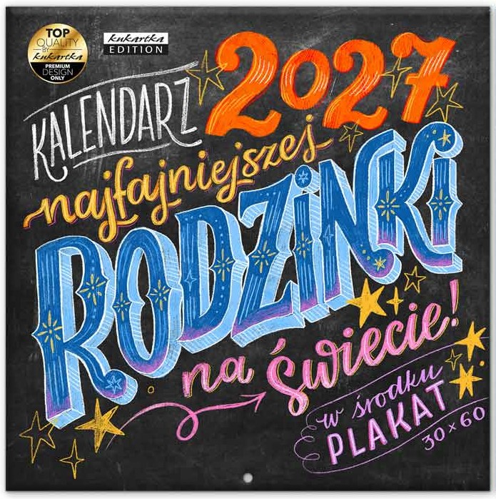 Kalendarz 2027 kukartka ŚCIENNY - TABLICA RODZINKI (30x60 cm)