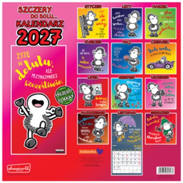 Kalendarz 2027 kukartka ŚCIENNY - SHEEP SZCZERY (30x60 cm)