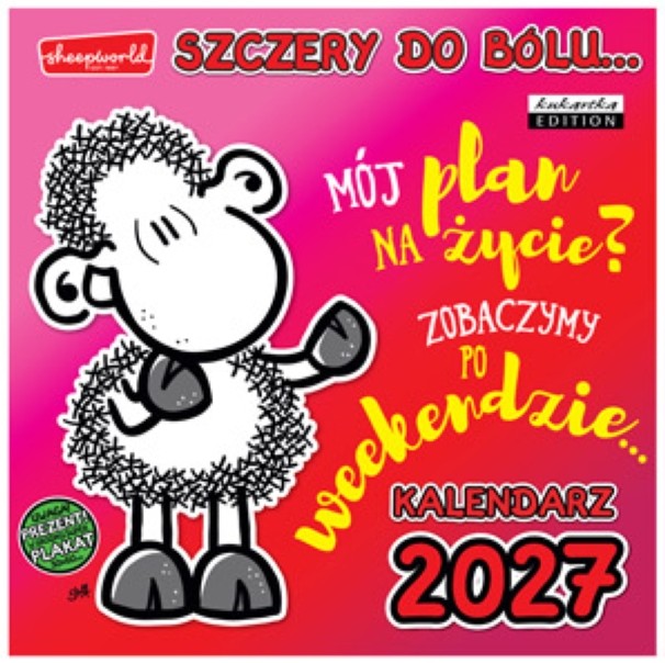 Kalendarz 2027 kukartka ŚCIENNY - SHEEP SZCZERY (30x60 cm)