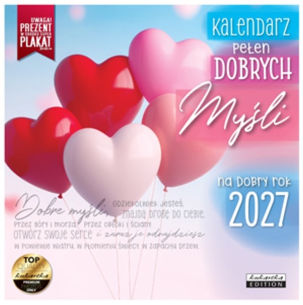 Kalendarz 2027 kukartka ŚCIENNY - DOBRYCH MYŚLI (30x60 cm)